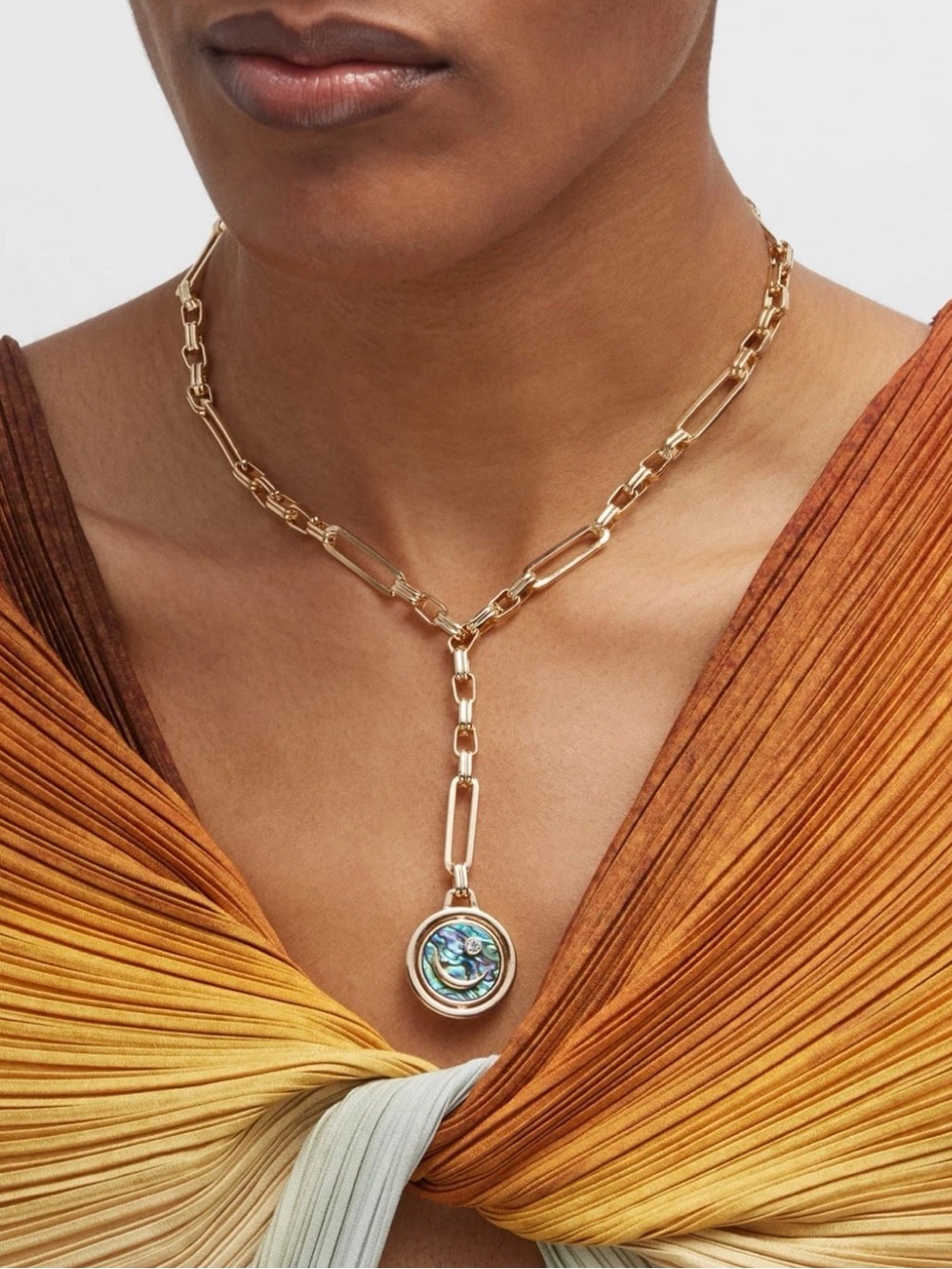 Mignonne Gavigan Luna Charm Necklace 14K Gold Plated Lariat Style Boho Chic